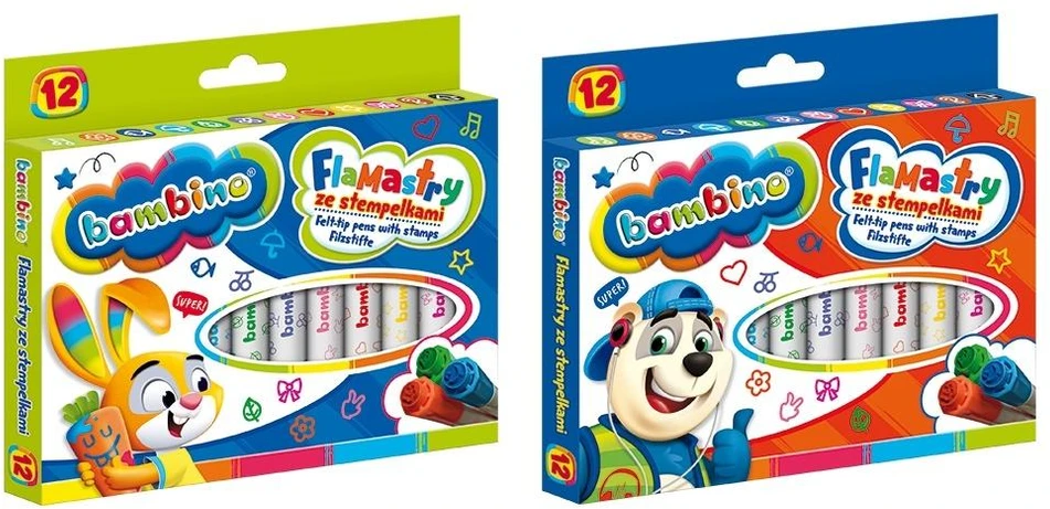 BAMBINO antspaudų rašikliai 12 spalvų
