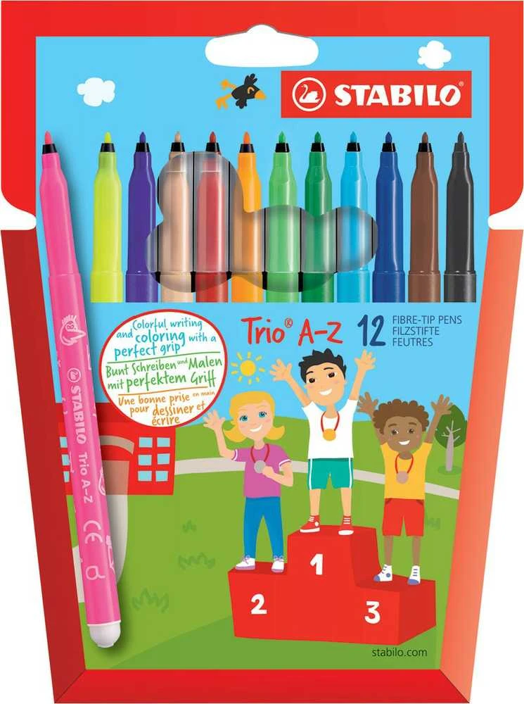 Stabilo Trio A-Z 12 spalvų flomasterių pakuotė
