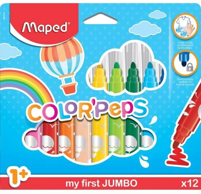 Maped Jumbo spalvų atlenkiami dėžutės žymekliai 12 vnt.