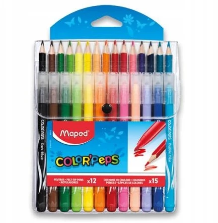 Flomasterių ir pieštukų rinkinys MAPED ColorPeps Jungle, 12 spalvų+15 spalvų