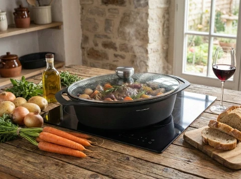 Florina Chef aliuminio keptuvė 39,5x28,5 cm 7,3L ovali su dangčiu