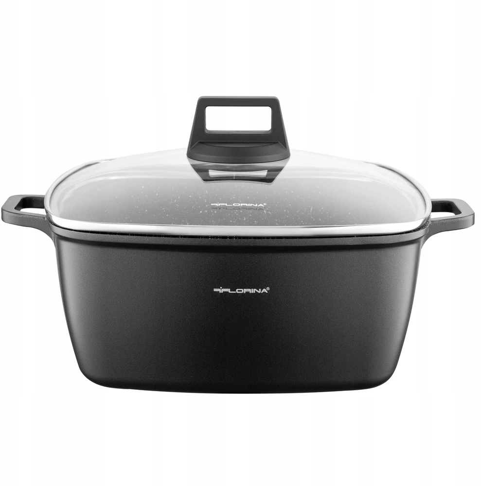 Florina Chef kvadratinis aliuminio puodas 28 cm 7,1L juodas indukcijai