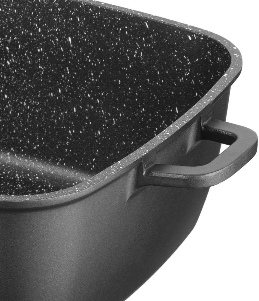 Florina Chef kvadratinis aliuminio puodas 24 cm 4,6L juodas indukcijai
