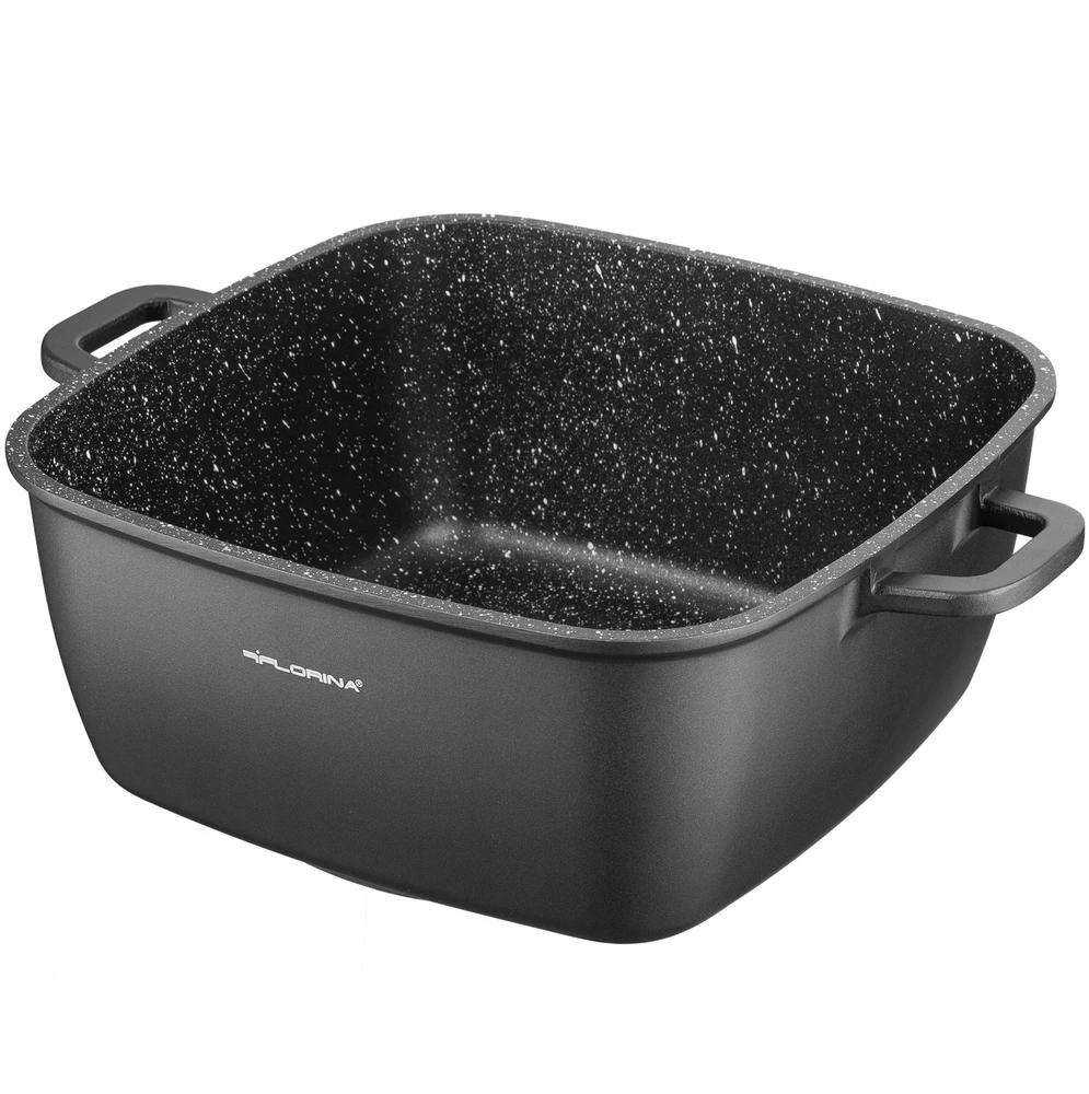 Florina Chef kvadratinis aliuminio puodas 24 cm 4,6L juodas indukcijai