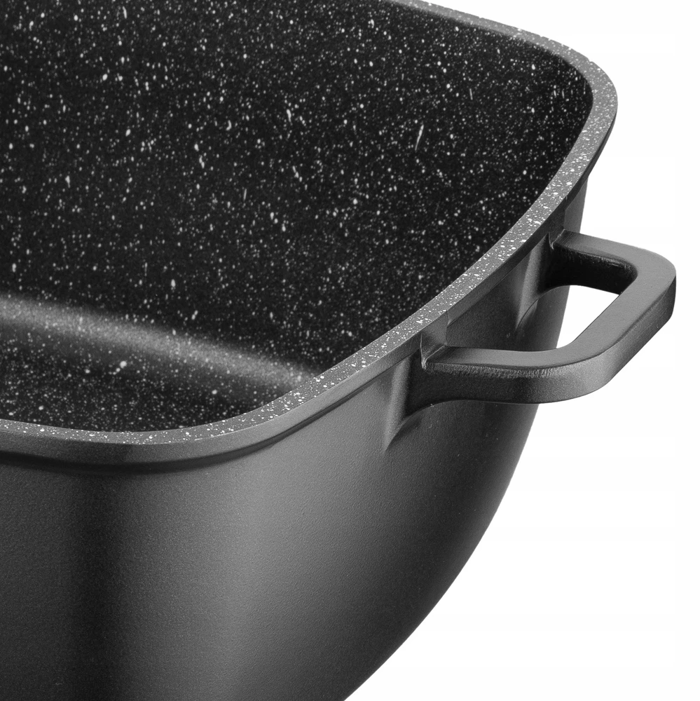 Florina Chef kvadratinis aliuminio puodas 28 cm 7,1L juodas indukcijai
