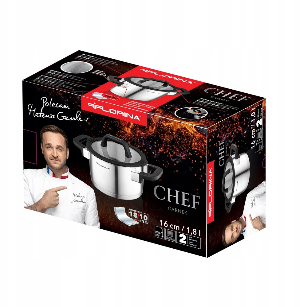Florina Chef puodas, pagamintas Mateusz Gessler 16 cm 1,8L nerūdijančio plieno