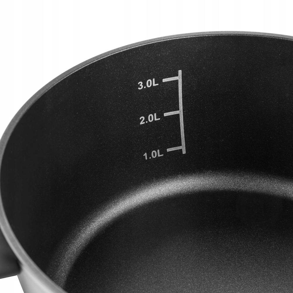 Florina Delux Gessler aliuminio puodas 22cm 3L juoda indukcinė indaplovė