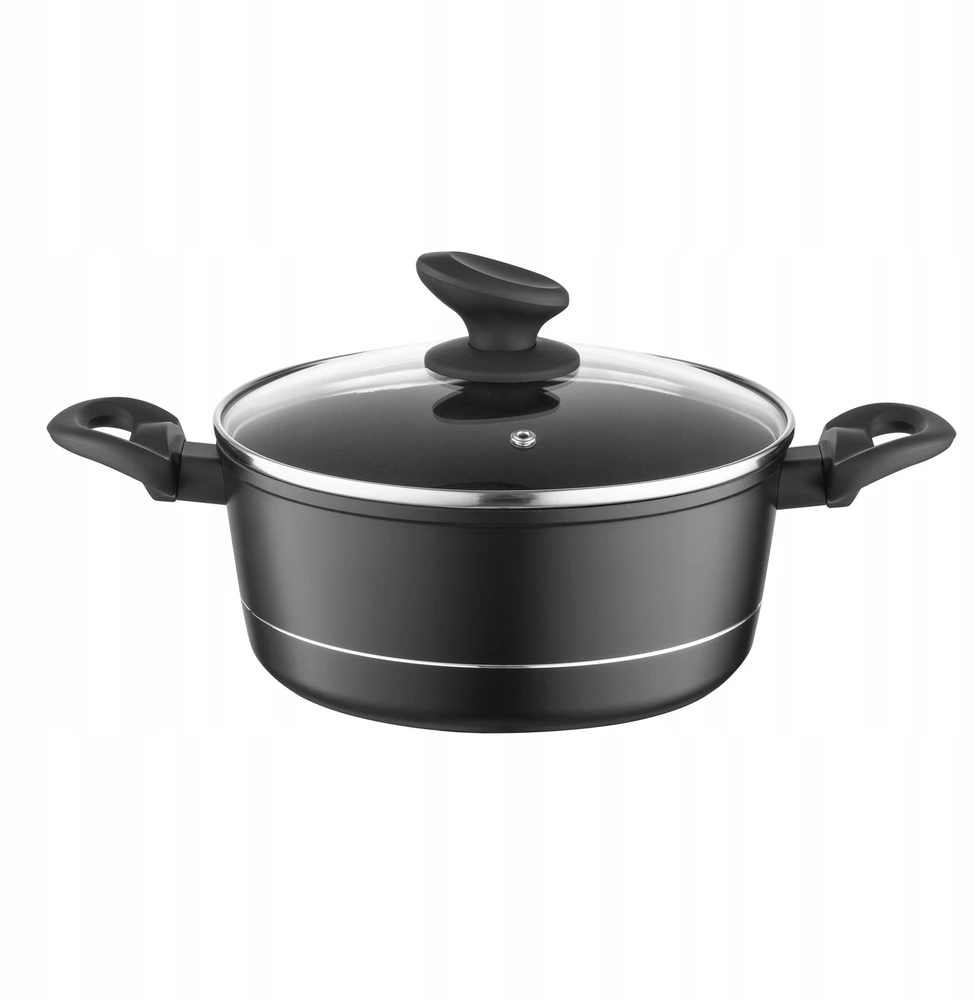 Florina Delux Gessler aliuminio puodas 22cm 3L juoda indukcinė indaplovė