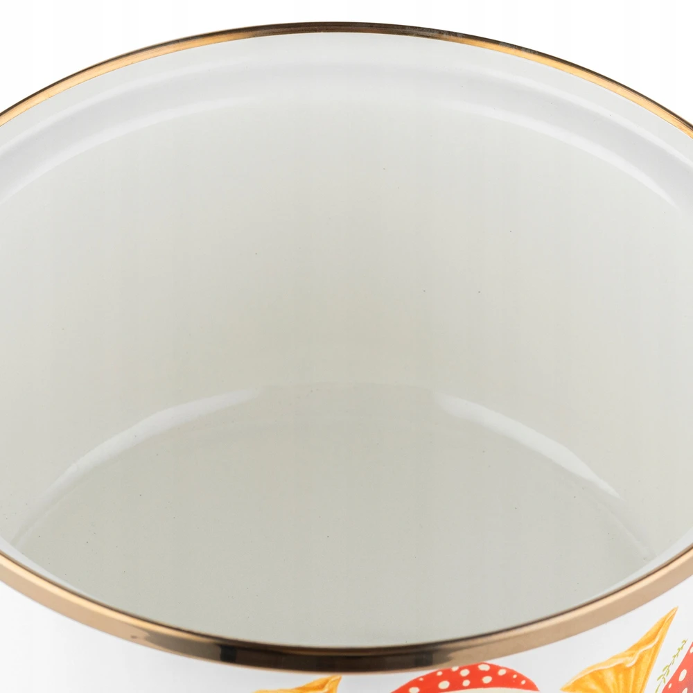 Florina Emaliuotas puodas Emalia Pleszew Grzybki 16 cm 1,15 l, baltas, galima plauti indaplovėje