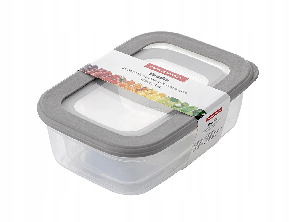 Florina Foodie maisto indeliai, 2 670 ml ir 1,2 l rinkinys, stačiakampiai