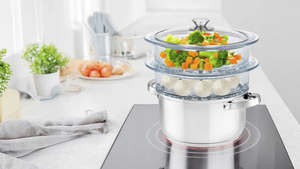 Florina Garinimo puodas STEAMER 2 sietai, indukcinis, nerūdijantis plienas