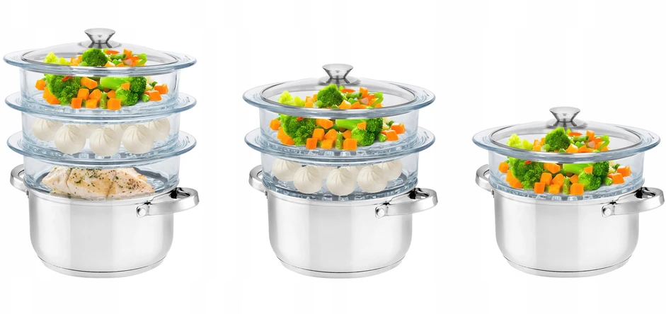 Florina Garinimo puodas STEAMER 2 sietai, indukcinis, nerūdijantis plienas