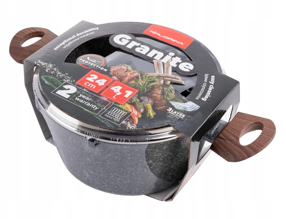 Florina Granite Aliumininis puodas su dangčiu, 4.1l