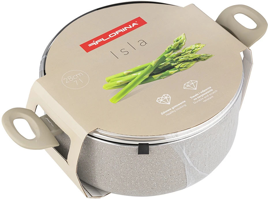 Florina Isla aliuminio puodas 28 cm 7L smėlio spalvos nepridegantis indukcija