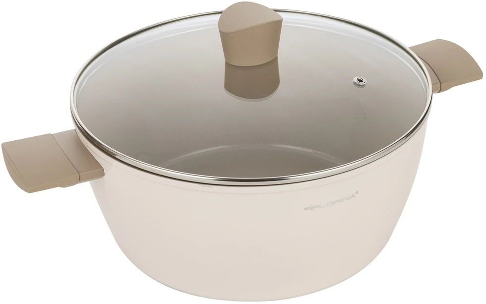 Florina Mokka 28 ir 26 cm puodų rinkinys su 28 cm smėlio spalvos indukcine keptuve
