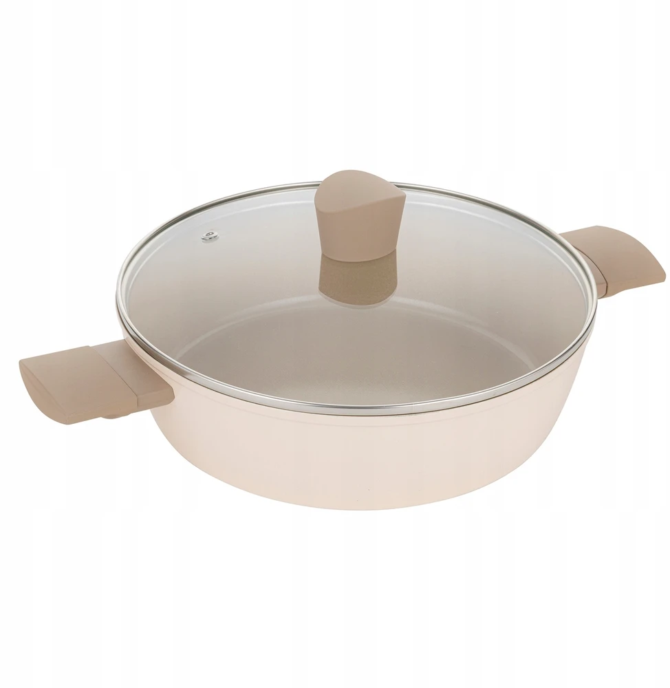 Florina Mokka 28 ir 26 cm puodų rinkinys su 28 cm smėlio spalvos indukcine keptuve