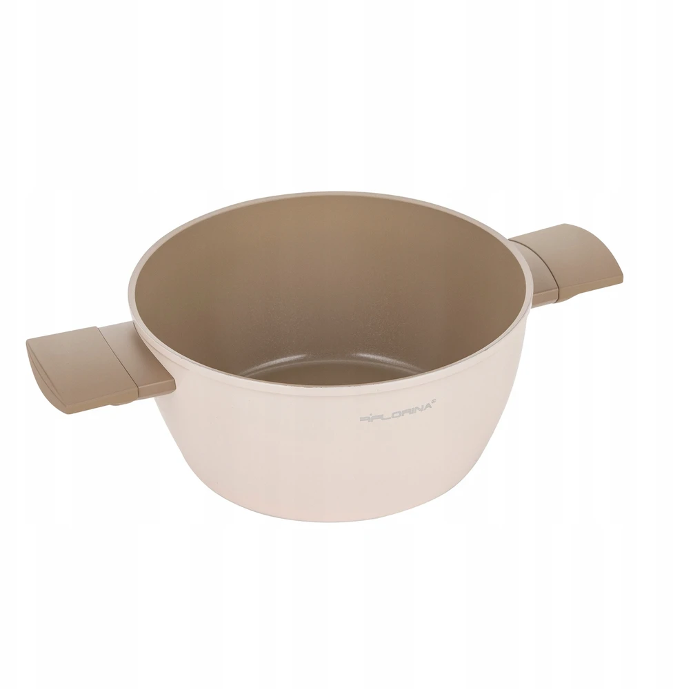 Florina Mokka puodas 24 cm 3,6L keraminės dangos smėlio spalvos indukcinės dujos