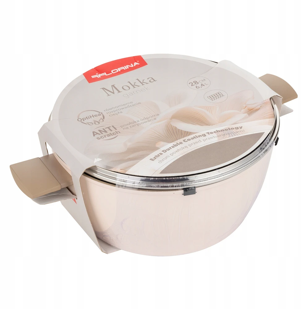 Florina Mokka puodas 28cm 6.4L Aliuminio keramika rusvai gelsvas Indukcija