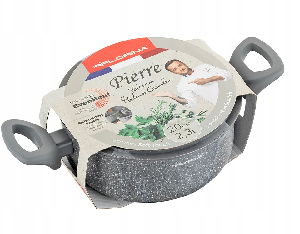 Florina Pierre puodas 20 cm 2,3L pilkas aliuminis su indukcine dangteliu