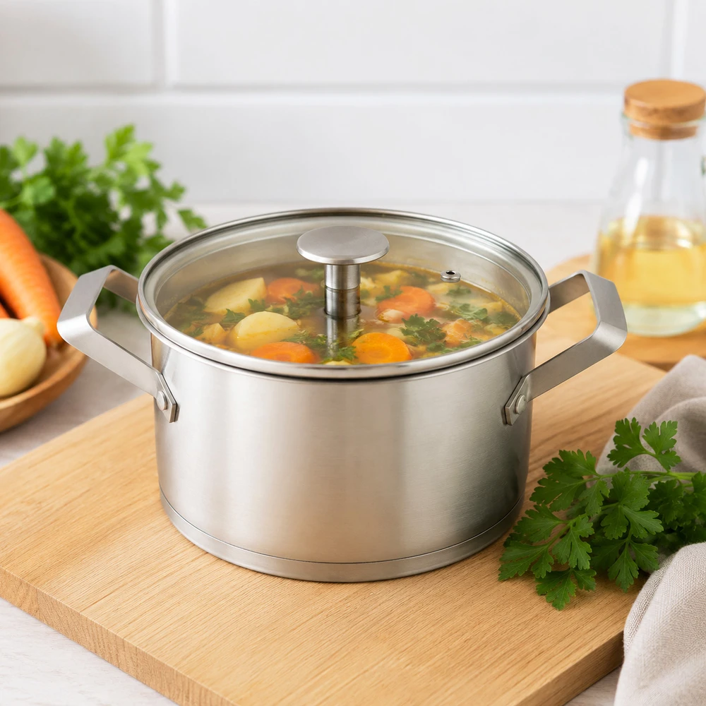 Florina Puodas tradycyjny su dangteliu plieno indukcija gaz sidabrinė 18cm 2,5L Maddox