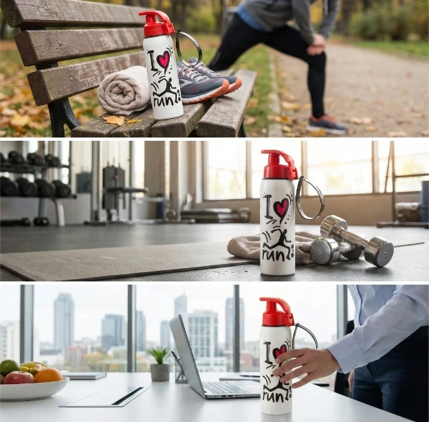 Florina Sport buteliukas 500 ml su vandens laikikliu, dizaino derinys, lengvas