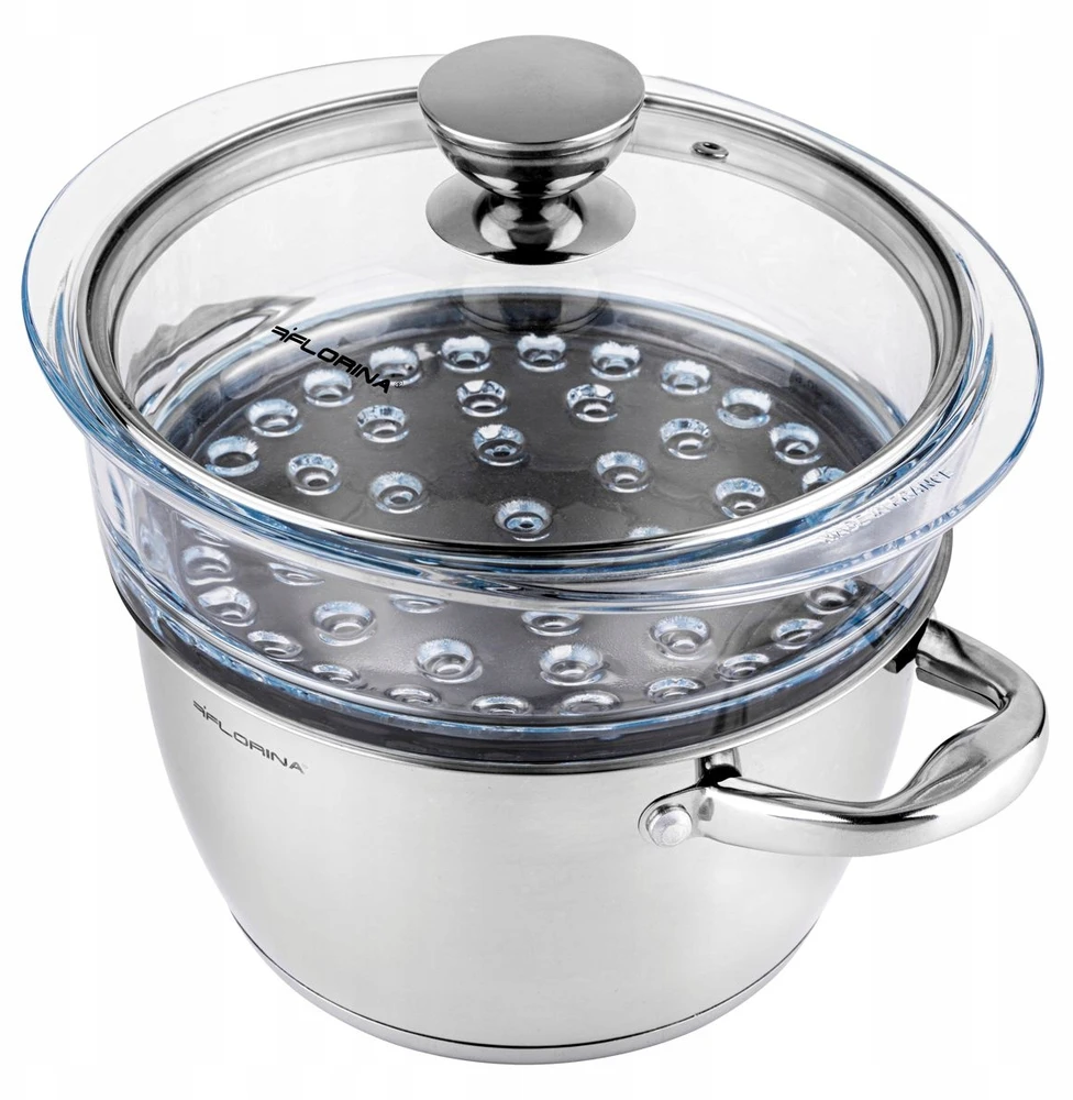 Florina GARINĖ PUODAS SATINA 20CM INOX 3 DALIS. (2,5 L PUODAS, 1,9 L STIKLAS TRANSPORTO PRIEMONĖ, dangtis) | Sourcing