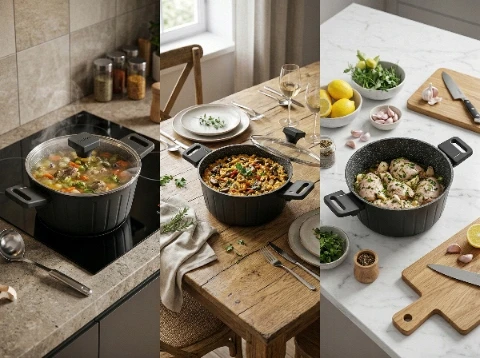 Florina Verio puodas 24 cm 3,9L juodo kaltinio aliuminio su danga
