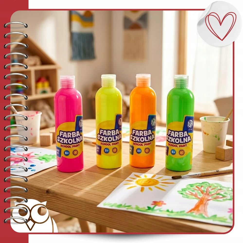 Fluorescenciniai dažai Astra, 4 spalvos, 250 ml rinkinys