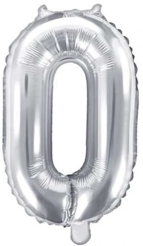 Party Deco Balionas folinis skaičius 0 sidabrinis 35cm