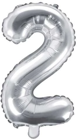 Party Deco Balionas folinis skaičius 2 sidabrinis 35cm
