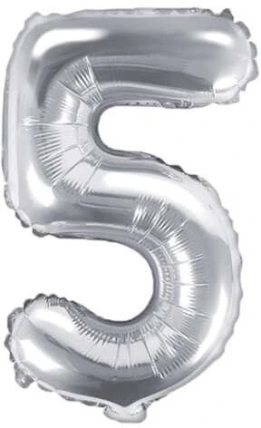 Party Deco Balionas folinis skaičius 5 sidabrinis 35cm