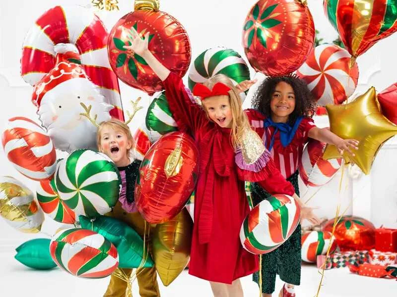 PartyDeco Folinis balionas "Saldainis Candy" balta žalia 35cm