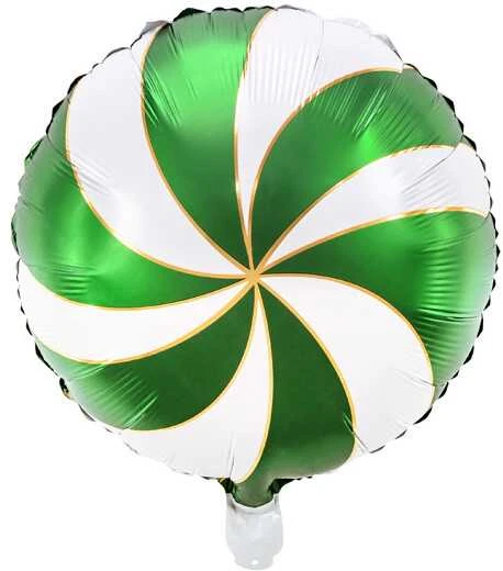 PartyDeco Folinis balionas "Saldainis Candy" balta žalia 35cm