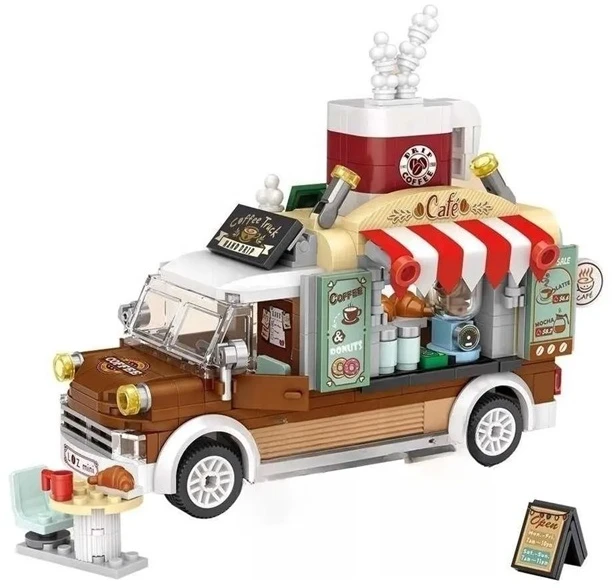 Food Truck Mobile Cafe Mini Klocki LOZ Vaikų gynimo diena