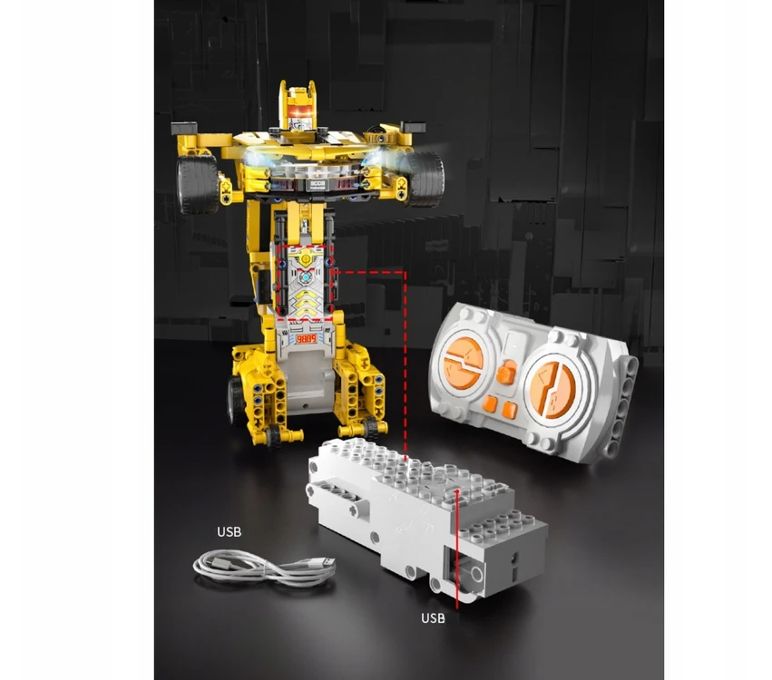 Forange Konstrukciniai blokeliai Auto/Robot Geltona Morph nuotoliniu būdu valdomi 521 vnt.