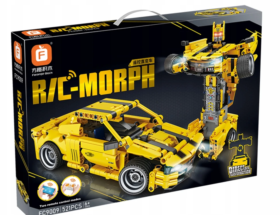 Forange Konstrukciniai blokeliai Auto/Robot Geltona Morph nuotoliniu būdu valdomi 521 vnt.