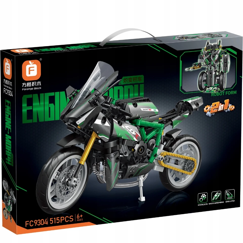 Forange Žalias Sports Motor Construction blokeliai 515 vnt.