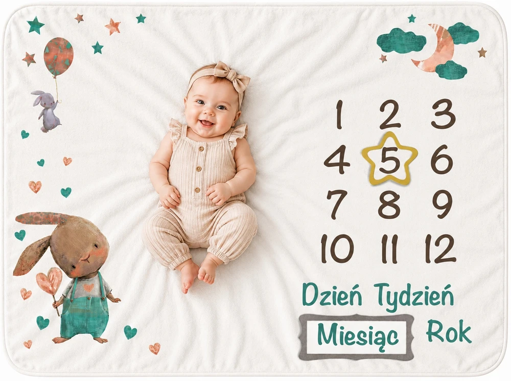 foto antklodė su zuikučiu foto antklodė vaikui foto kilimėlis poony 100x75cm