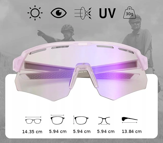Fotochrominiai dviračių akiniai Myopia Rockbros Sp246-1 violetiniai