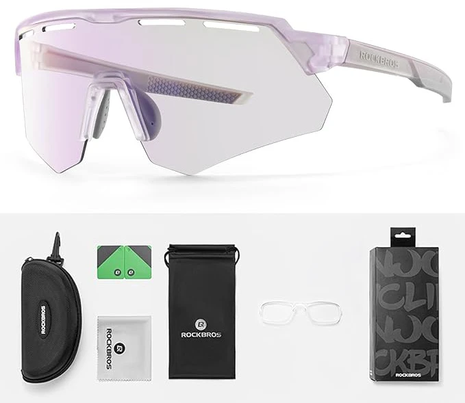 Fotochrominiai dviračių akiniai Myopia Rockbros Sp246-1 violetiniai