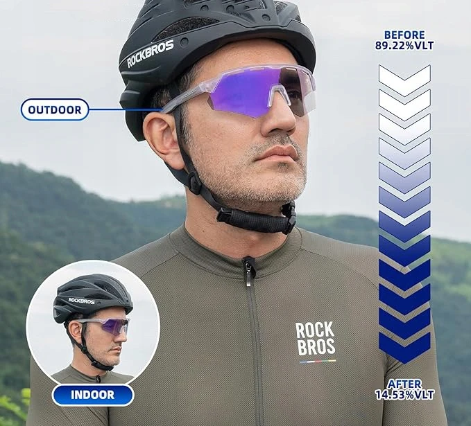 Fotochrominiai dviračių akiniai Myopia Rockbros Sp246-1 violetiniai