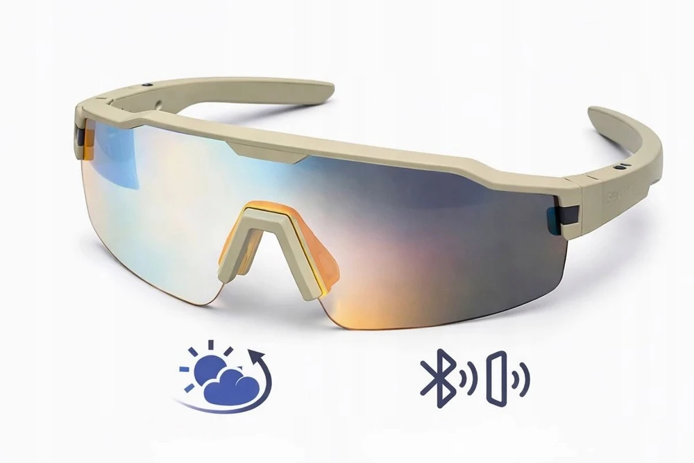 Fotochrominiai sportiniai akiniai įmontuoti Bluetooth kaulo ausinės Shanren