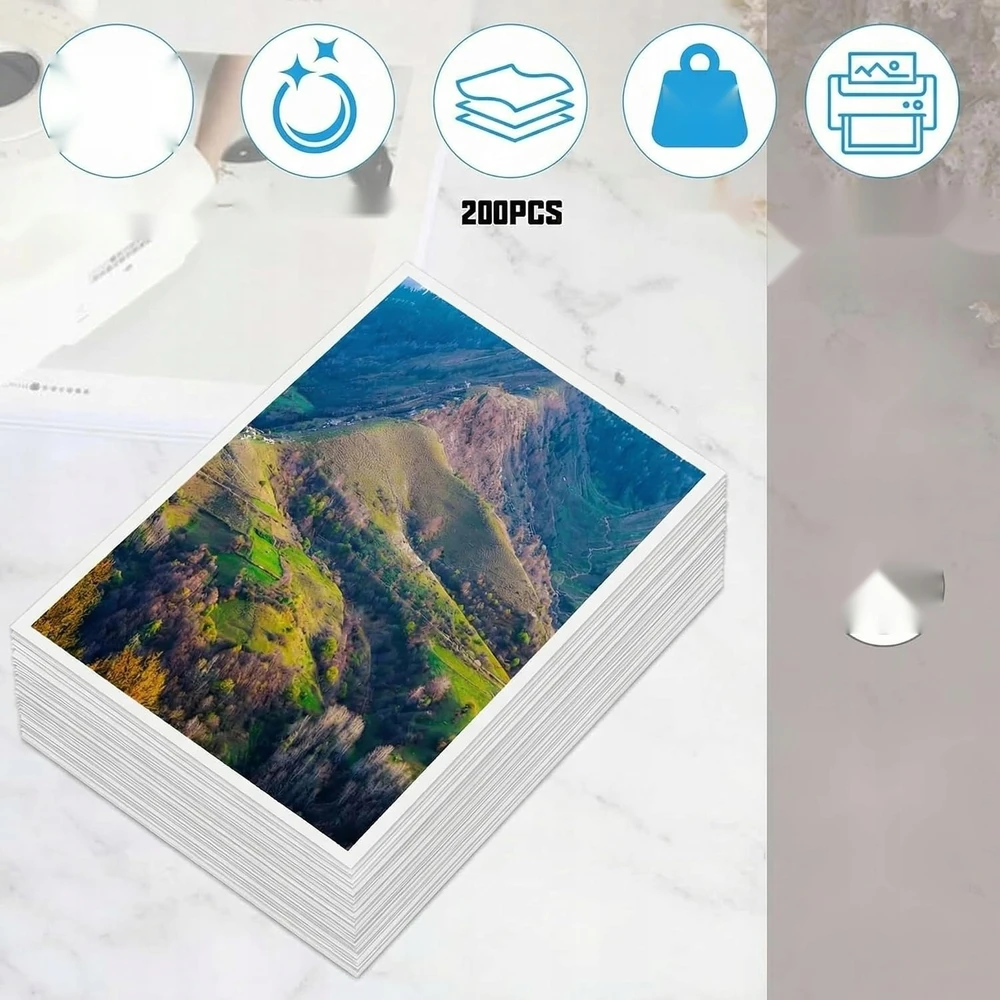 FOTOPOPIERIUS 200 LAPŲ 10X15CM 230G GREITAI DŽIŪSTAMAS VANDENIUI