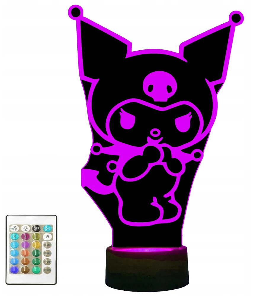 Fotorob Lampka nocna biurkowa 3D LED kolory pilot KUROMI HH7 + pilot