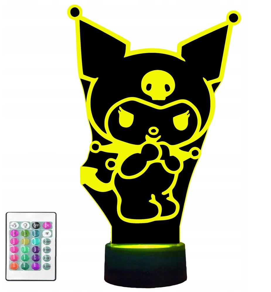 Fotorob Lampka nocna biurkowa 3D LED kolory pilot KUROMI HH7 + pilot