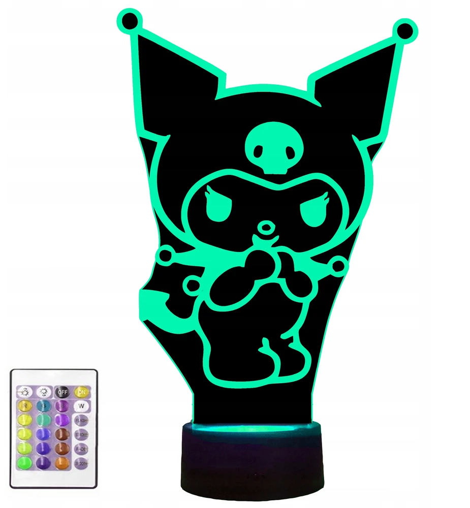 Fotorob Lampka nocna biurkowa 3D LED kolory pilot KUROMI HH7 + pilot