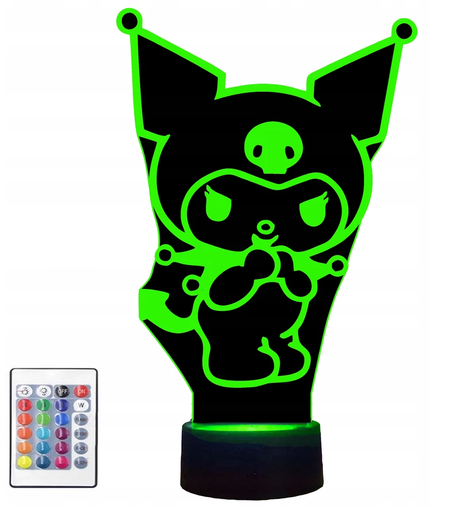 Fotorob Lampka nocna biurkowa 3D LED kolory pilot KUROMI HH7 + pilot