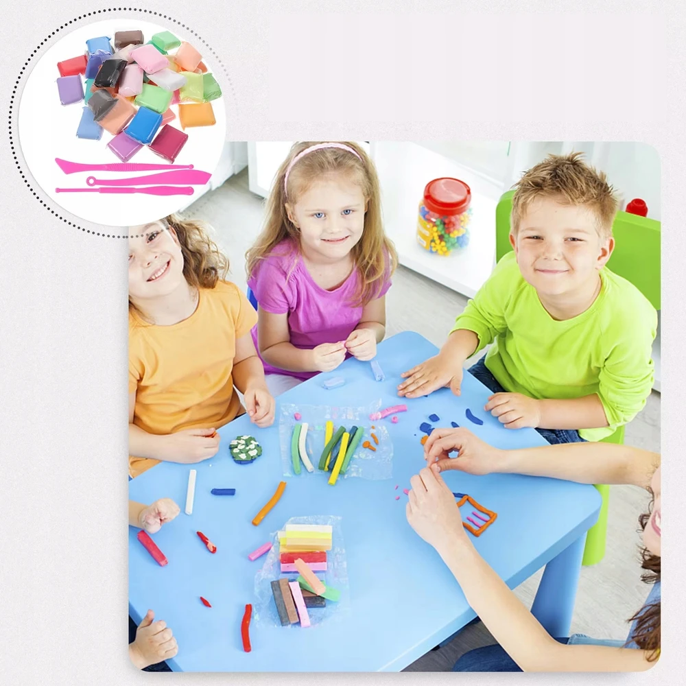 Fotorob Plastilino polimerinio molio rinkinys iš 36 spalvų Žaidimų tešlos vaikams