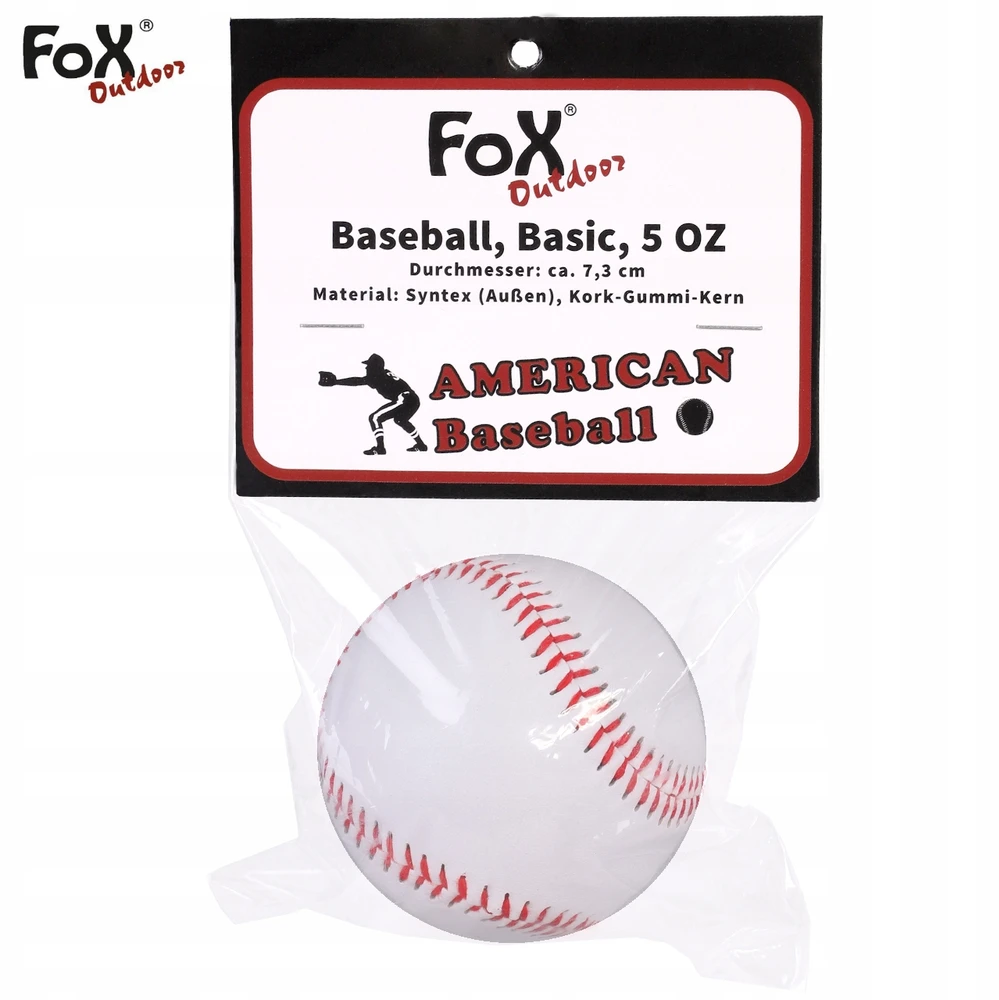 Fox Outdoor Beisbolo kamuolys, Baseball Basic 5 OZ, 7,3 cm, baltas