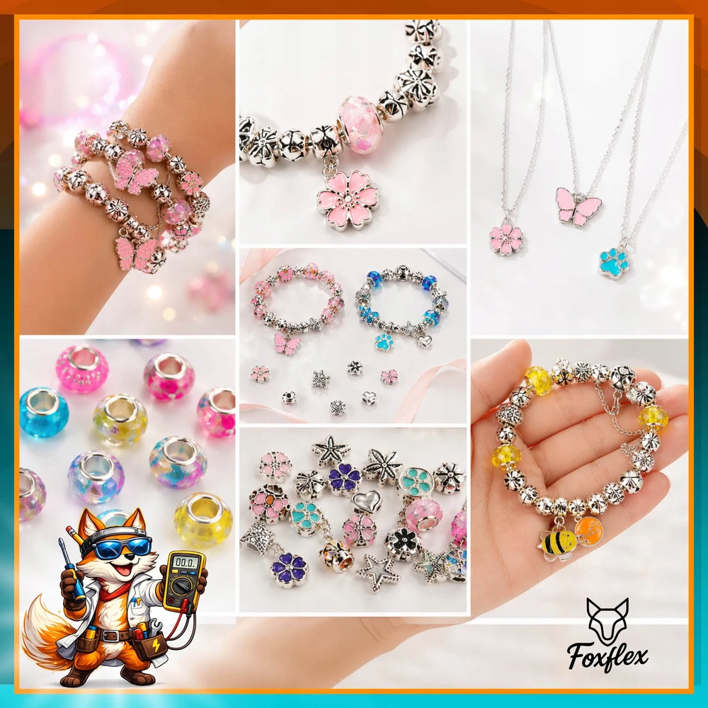 Foxflex RINKINYS APYNĖLEMS IR KORĖLĖMS DARYTI ROŽINIS DIY DIY DIY LABUBU 72 vnt.